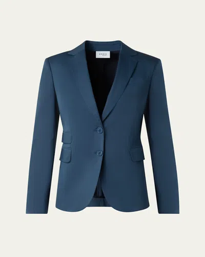 Akris Punto Two-button Washed Cotton Satin Blazer In Navy