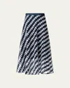 Akris Punto Two-tone Lace Midi Skirt In Cream-navy