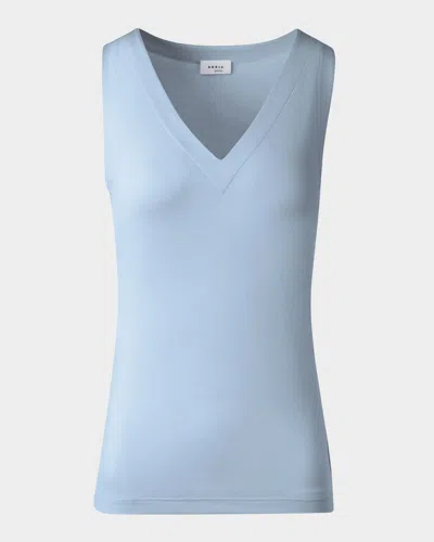Akris Punto V-neck Cotton Jersey Tank Top In Sky