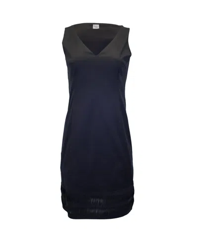 Akris Punto V-neck Pleated Hem Sleeveless Dress In Black Cotton