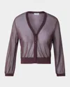 Akris Punto V-neck Sheer Viscose Knit Crop Cardigan