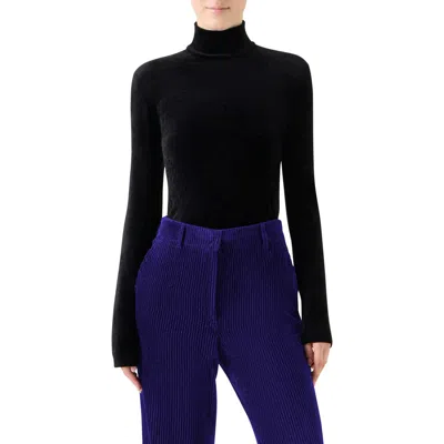 Akris Punto Velvet Mock Neck Long Sleeve Top In Black