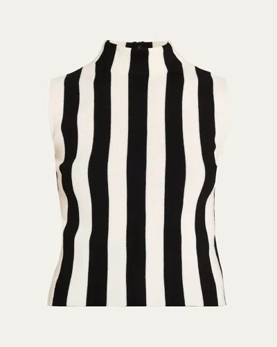 AKRIS PUNTO VERTICAL STRIPE MERINO KNIT TOP