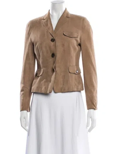 Pre-owned Akris Punto Vintage Suede Biker Jacket In Brown
