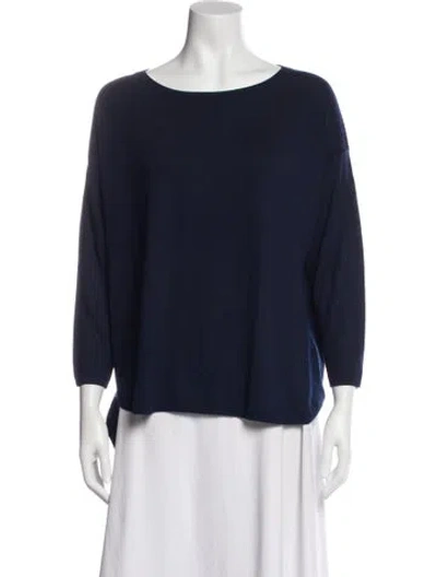 Pre-owned Akris Punto Virgin Wool Bateau Neckline Sweater In Blue