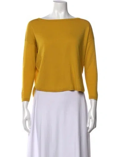 Pre-owned Akris Punto Virgin Wool Bateau Neckline Top In Yellow