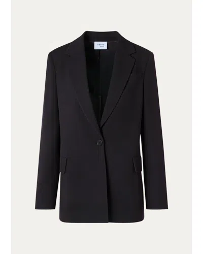 Akris Punto Virgin Wool Boyfriend Blazer In Espresso