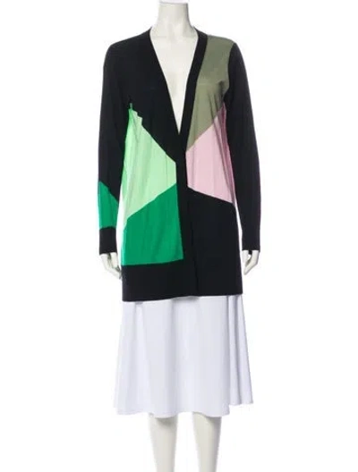 Pre-owned Akris Punto Virgin Wool Colorblock Pattern Jacket In Green