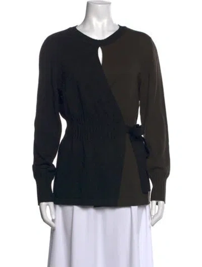 Pre-owned Akris Punto Virgin Wool Colorblock Pattern Sweater In Black