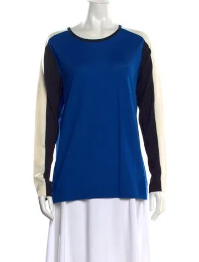 Pre-owned Akris Punto Virgin Wool Colorblock Pattern Sweater In Blue