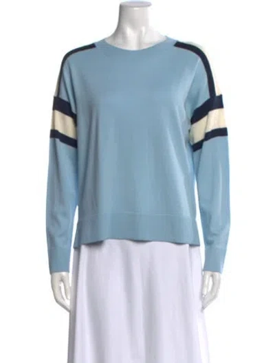 Pre-owned Akris Punto Virgin Wool Colorblock Pattern Sweater In Blue
