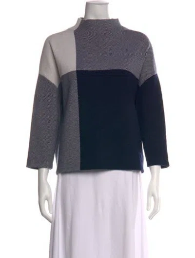 Pre-owned Akris Punto Virgin Wool Colorblock Pattern Sweater In Blue