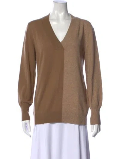 Pre-owned Akris Punto Virgin Wool Colorblock Pattern Sweater In Brown