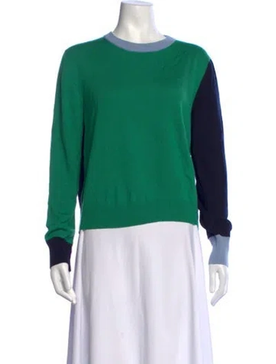 Pre-owned Akris Punto Virgin Wool Colorblock Pattern Sweater In Green