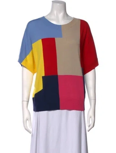 Pre-owned Akris Punto Virgin Wool Colorblock Pattern Sweater In Red