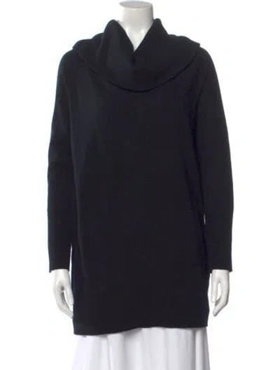 Pre-owned Akris Punto Virgin Wool Cowl Neck Sweater In Black