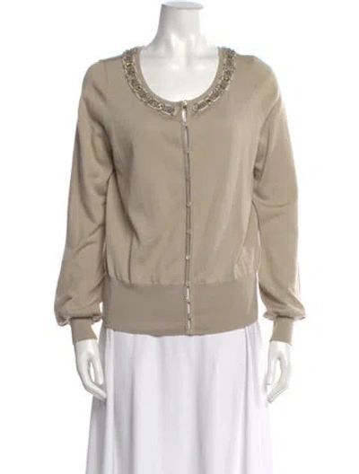 Pre-owned Akris Punto Virgin Wool Crew Neck Blouse In Neutral