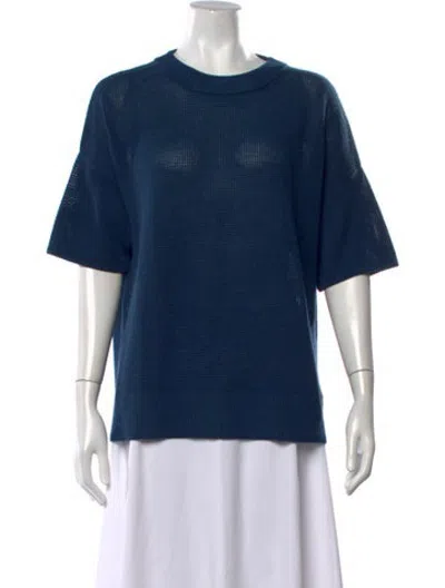 Pre-owned Akris Punto Virgin Wool Crew Neck Sweater In Blue