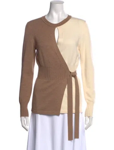 Pre-owned Akris Punto Virgin Wool Crew Neck Sweater In Neutral