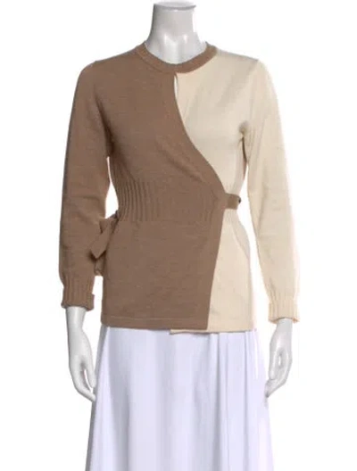 Pre-owned Akris Punto Virgin Wool Crew Neck Sweater In Neutral