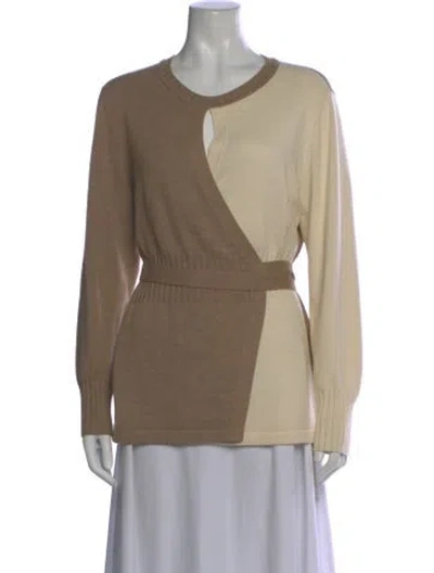 Pre-owned Akris Punto Virgin Wool Crew Neck Sweater In Neutral