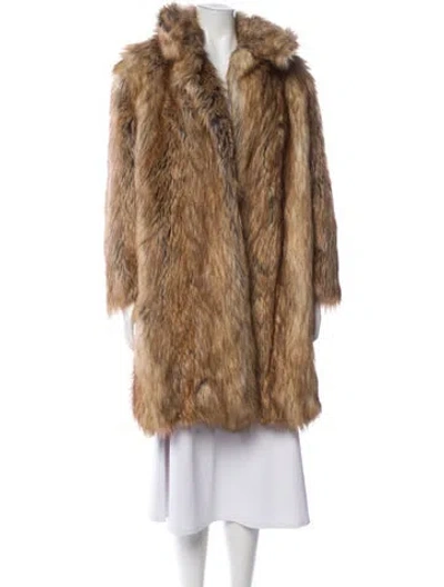 Pre-owned Akris Punto Virgin Wool Faux Fur Coat In Brown