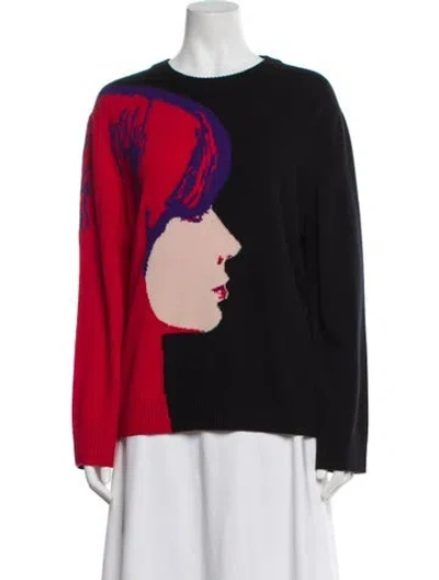 Pre-owned Akris Punto Virgin Wool Graphic Print Sweater W/ Tags In Black