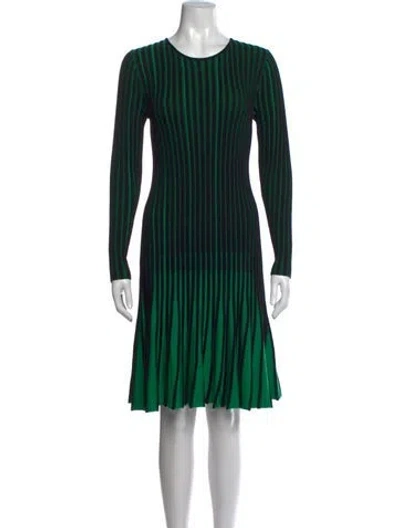 Pre-owned Akris Punto Virgin Wool Knee-length Dress In Black/green