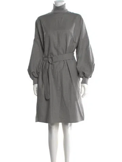 Pre-owned Akris Punto Virgin Wool Knee-length Dress In Gray