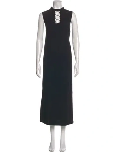 Pre-owned Akris Punto Virgin Wool Long Dress In Blue