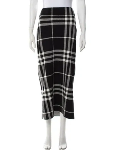 Pre-owned Akris Punto Virgin Wool Long Skirt In Black/white