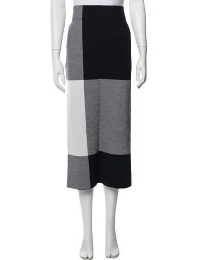 Pre-owned Akris Punto Virgin Wool Long Skirt In Blue