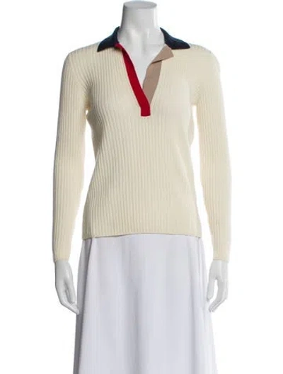 Pre-owned Akris Punto Virgin Wool Long Sleeve Polo In Neutral