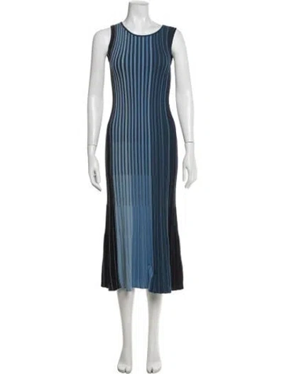 Pre-owned Akris Punto Virgin Wool Midi Length Dress In Blue