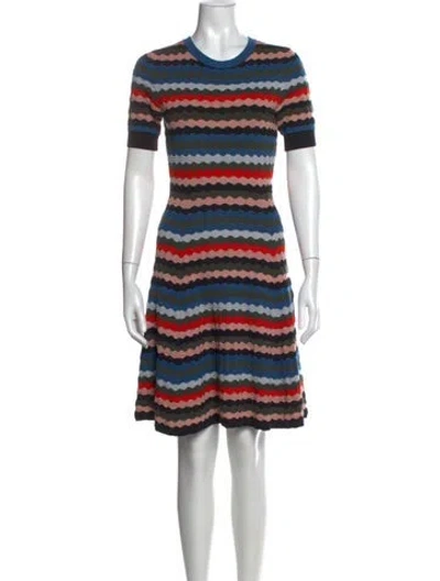 Pre-owned Akris Punto Virgin Wool Mini Dress In Blue