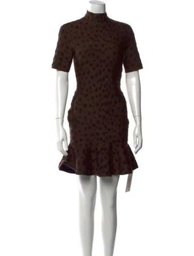 Pre-owned Akris Punto Virgin Wool Mini Dress In Brown