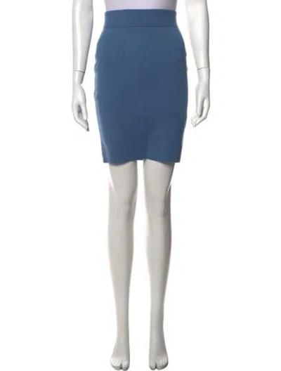 Pre-owned Akris Punto Virgin Wool Mini Skirt In Blue