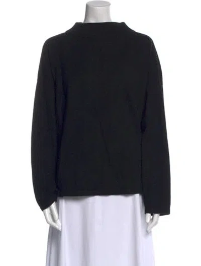 Pre-owned Akris Punto Virgin Wool Mock Neck Sweater In Black
