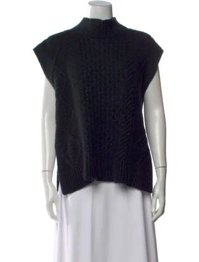 Pre-owned Akris Punto Virgin Wool Mock Neck Sweater In Black