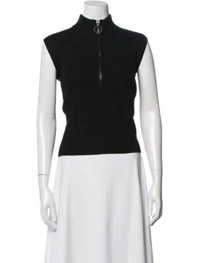 Pre-owned Akris Punto Virgin Wool Mock Neck Sweater In Black