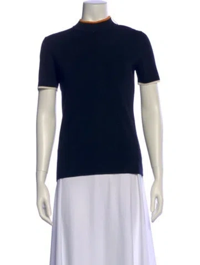 Pre-owned Akris Punto Virgin Wool Mock Neck Sweater In Blue