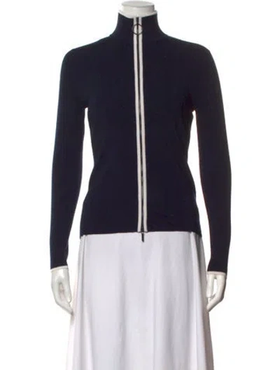 Pre-owned Akris Punto Virgin Wool Mock Neck Sweater In Blue