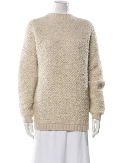 Pre-owned Akris Punto Virgin Wool Mock Neck Sweater In Neutral