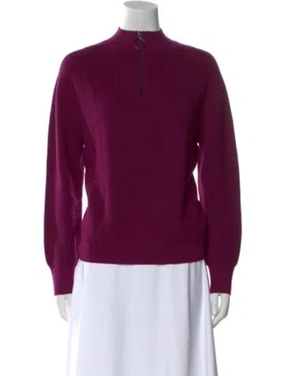 Pre-owned Akris Punto Virgin Wool Mock Neck Sweater In Purple