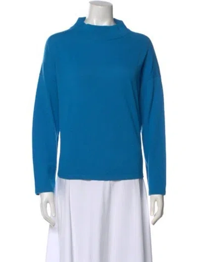 Pre-owned Akris Punto Virgin Wool Mock Neck Sweater W/ Tags In Blue