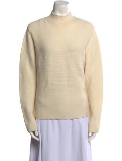 Pre-owned Akris Punto Virgin Wool Mock Neck Sweater In White