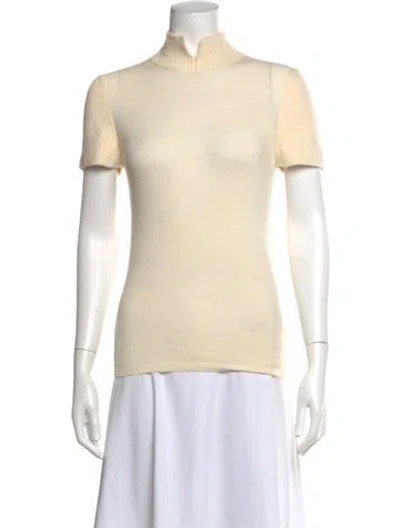 Pre-owned Akris Punto Virgin Wool Mock Neck Top In Neutrals