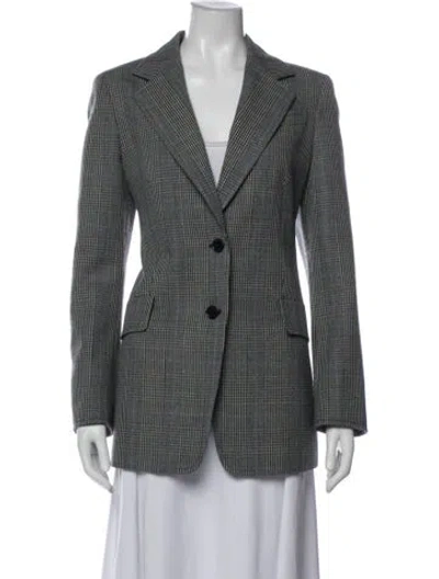 Pre-owned Akris Punto Virgin Wool Plaid Print Blazer In Black