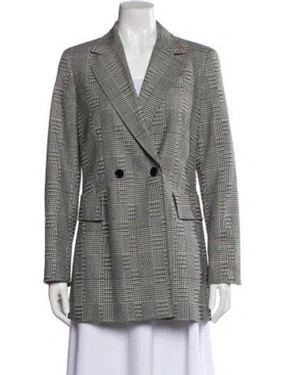 Pre-owned Akris Punto Virgin Wool Plaid Print Coat W/ Tags In White