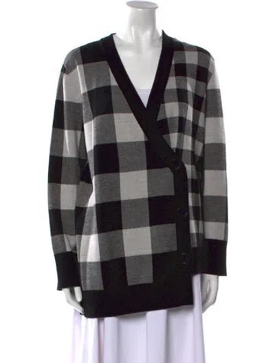 Pre-owned Akris Punto Virgin Wool Plaid Print Sweater In Black